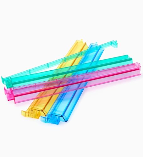 Morihaza Mahjong Tile Rack & Pusher 4-Pack Acrylic All-in-One Tile Racks with Built-in Push Rods for American Mahjong Sets, No Assembly, Multi-Color Player Racks, Durable & Portable (Style-1)