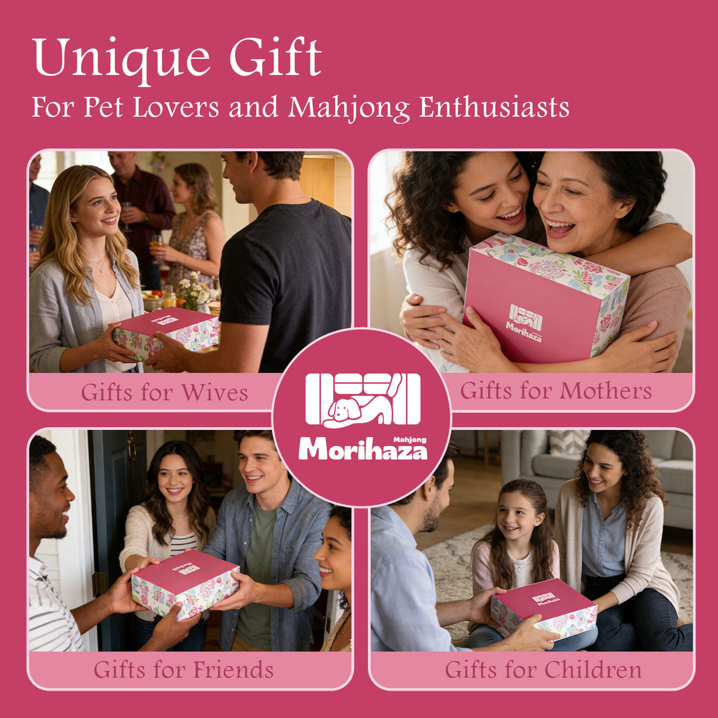 Dogs and Cats Themed Mahjong Tile Set - American Mahjong Travel Set with 160 Acrylic engraved Tiles & Dice | Novelty Animal Themed Game for Family | Unique Gift for Pet Lovers and Mahjong Enthusiasts