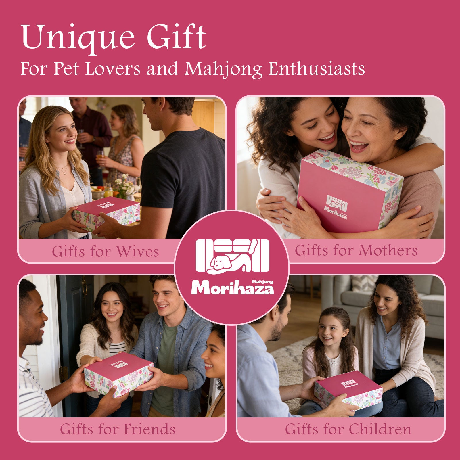 Dogs and Cats Themed Mahjong Tile Set - American Mahjong Travel Set with 160 Acrylic engraved Tiles & Dice | Novelty Animal Themed Game for Family | Unique Gift for Pet Lovers and Mahjong Enthusiasts