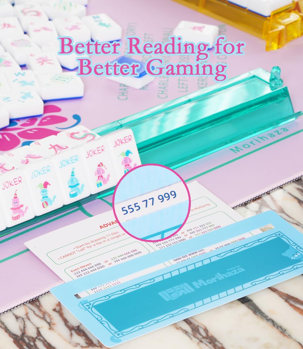 Morihaza Mahjong Card Line Reader 4PCS, Reading Trackers for Kids & Adults, Guided Reading Strips with 4 Color Highlight, Mahjong Gifts for Women and Mom, Stylish Mah Jongg Accessories and Gifts