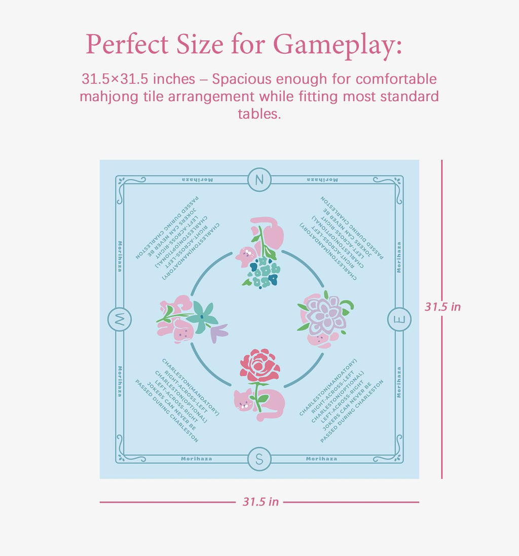 Morihaza Premium Mahjong Mat for Table - Non-Slip Mahjong Table Cloth with Printed Rules - Stylish Mah Jongg Accessories for Women (Style-1)