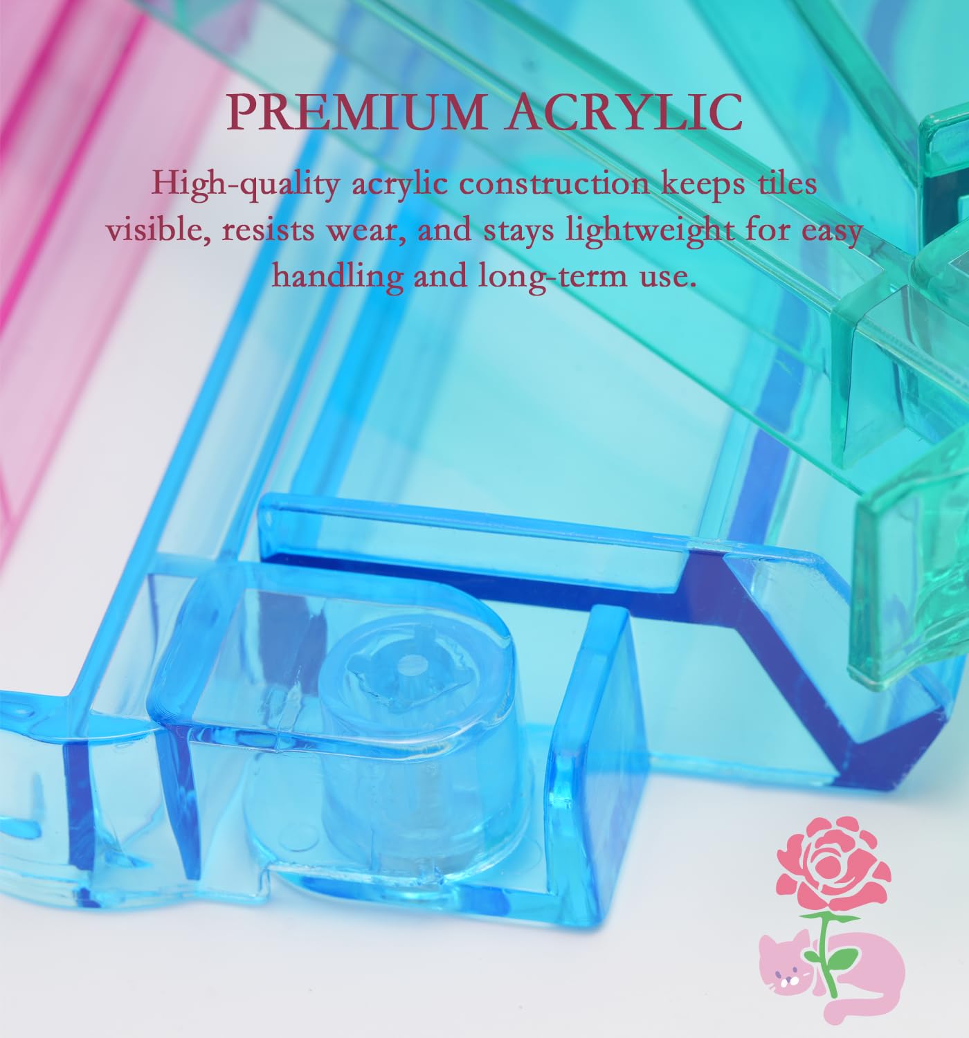 Morihaza Mahjong Tile Rack & Pusher 4-Pack Acrylic All-in-One Tile Racks with Built-in Push Rods for American Mahjong Sets, No Assembly, Multi-Color Player Racks, Durable & Portable (Style-1)