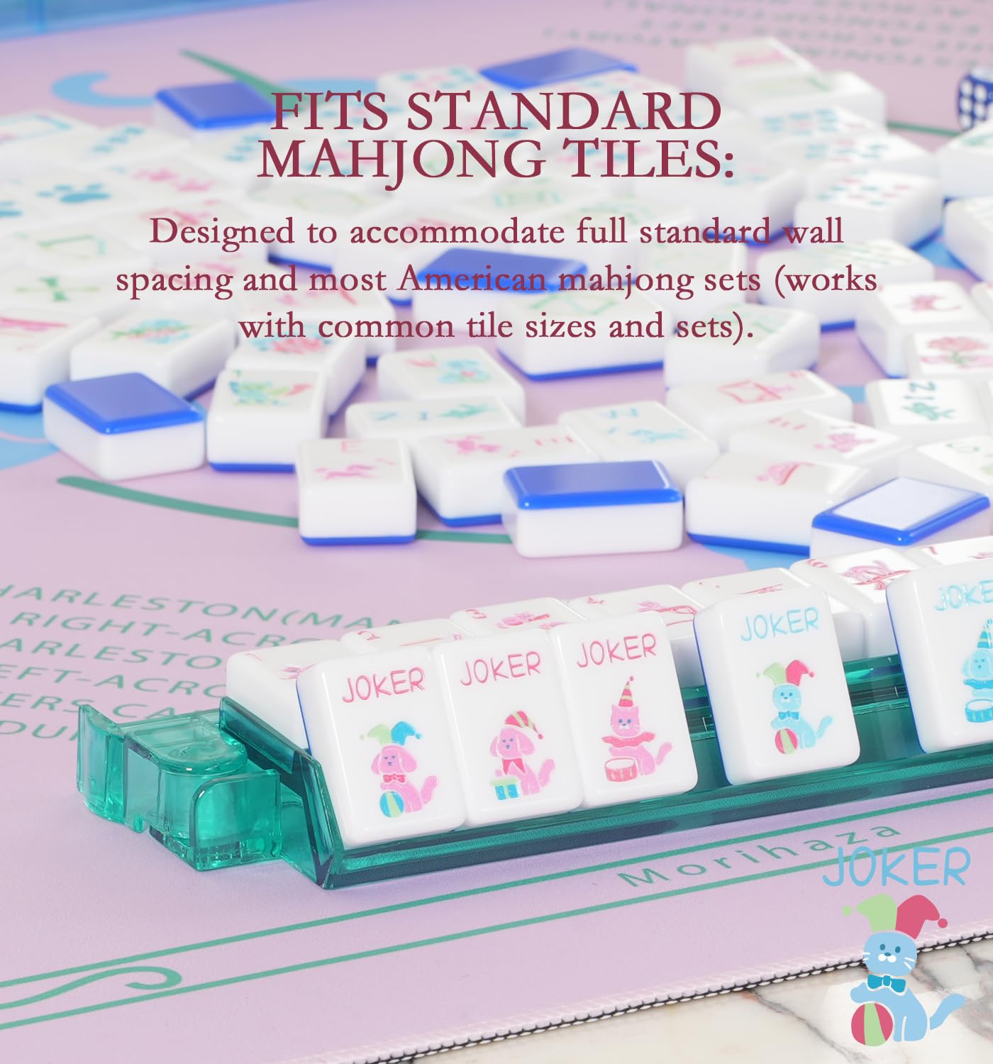 Morihaza Mahjong Tile Rack & Pusher 4-Pack Acrylic All-in-One Tile Racks with Built-in Push Rods for American Mahjong Sets, No Assembly, Multi-Color Player Racks, Durable & Portable (Style-1)