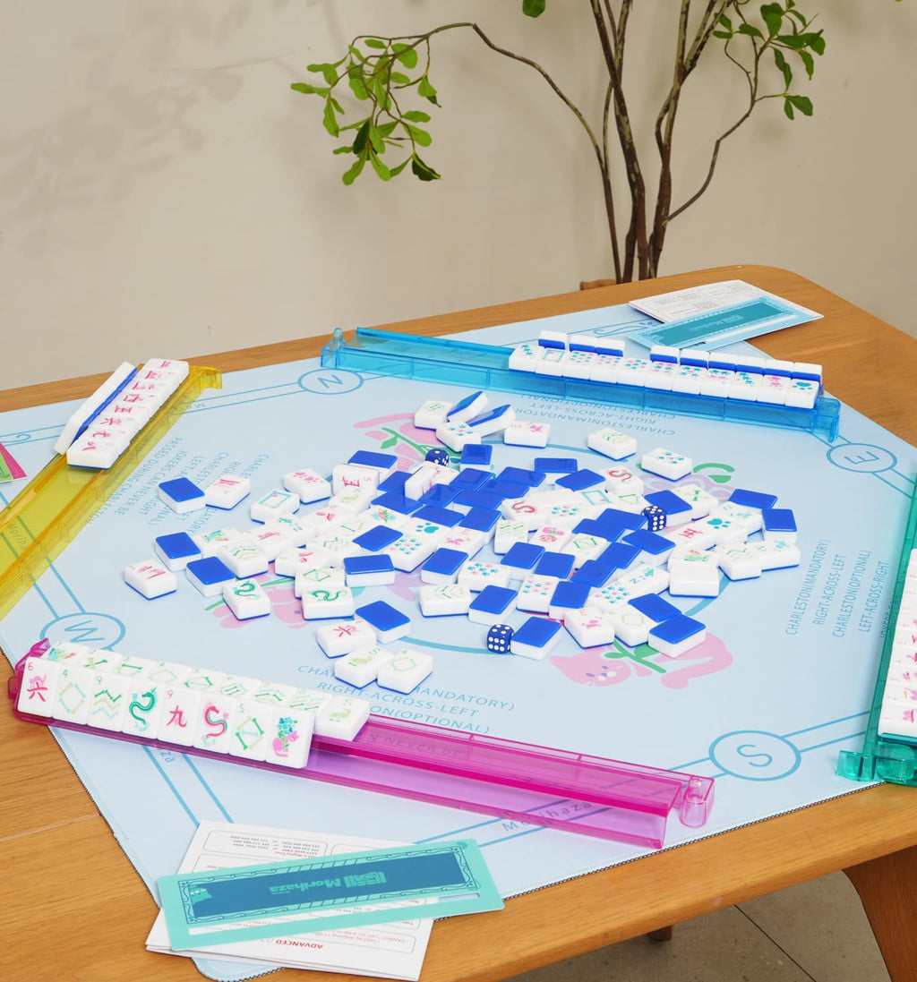 Morihaza Premium Mahjong Mat for Table - Non-Slip Mahjong Table Cloth with Printed Rules - Stylish Mah Jongg Accessories for Women (Style-1)