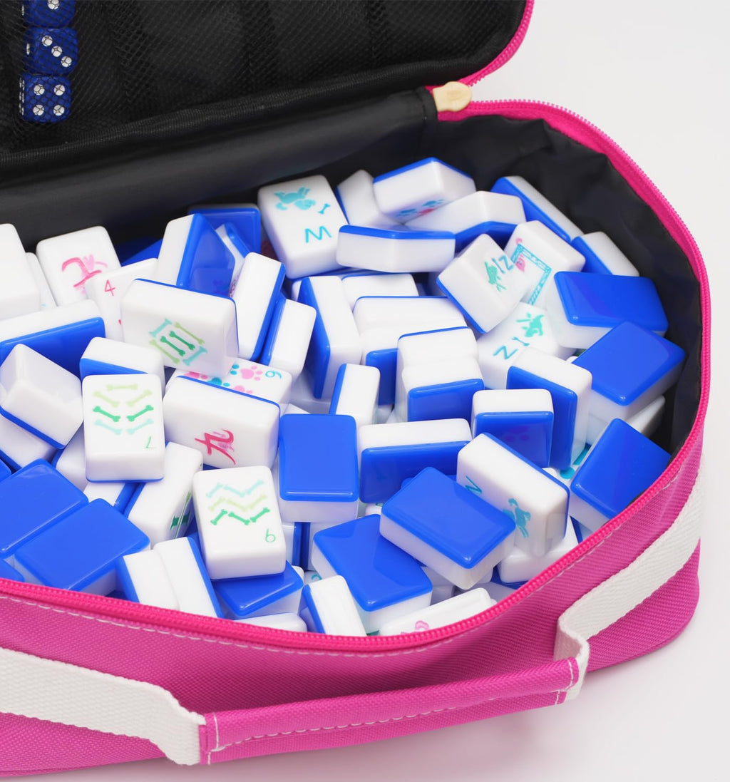 Morihaza Canvas Mahjong Tiles Bag, Empty Zippered Storage Pouch for 160/166 American Mahjong Tiles, Thickened Protective Case for Travel & Game Nights, 10.2"x7.5"x3.5"